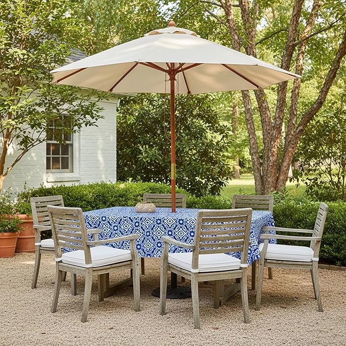 EHouseHome Outdoor Indoor 60x84 inch Rectangle Tablecloth with Umbrella Hole and Zipper, Waterproof Patio Table Cloths, Spring/Summer Table Covers for Backyard Circular Table/BBQs/Picnic