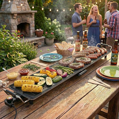 SIMOE Extra Large Teppanyaki Grill, 39.5” Electric Griddle Pan, Indoor Outdoor Nonstick BBQ Grill with Adjustable Temperature & Drip Tray, Long Griddle Electric for Party, Home, Camping