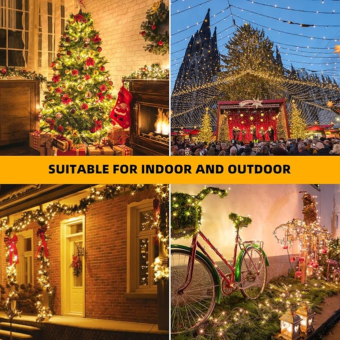336ft 1000 LED Christmas Long String Lights, 8 Lighting Modes | Waterproof Christmas Tree Lights Outdoor Indoor Fairy Light for Garden, Party, Wedding, Holiday Decorations (Warm White)