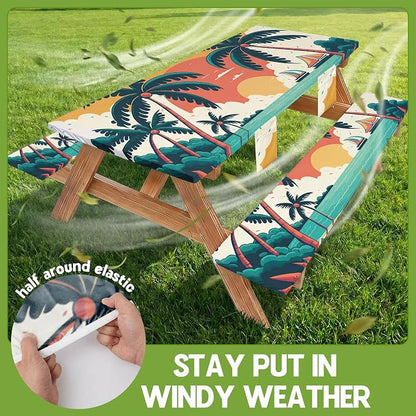 Picnic Table Cover with Bench Covers Table Cloth Tablecover Camping Essentials Camp Tools Camper Ideas Outdoor Beach Summer Accessories Must Haves Motorhome Trailer Road Trip Tent Rv Travel Supplies