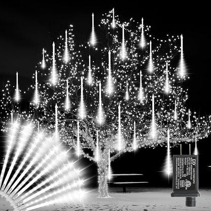 LAMPHOME Christmas Lights Outdoor,12-inch LED Meteor Shower Icicle Lights, 10 Tubes 240 LED String Lights. Waterproof Plug, Shower Rain for Xmas Tree Yard House Decor Cool White