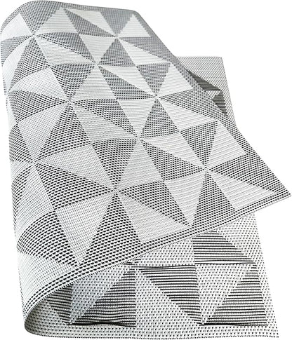 Placemat,Blending Color Durable Woven Vinyl Placemat Washable Heat-Resistant Anti-Skid Kitchen Dining Table Mats (Set of 8, White Black)