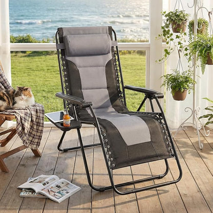 Zero Gravity Lawn Chairs, Oversized Padded Outdoor Chairs with Cup Holder | Oversized Zero Gravity Design, Weightless Comfort with Padded Support, Adjustable Recline, Cup Holder for Lawn and Camping.