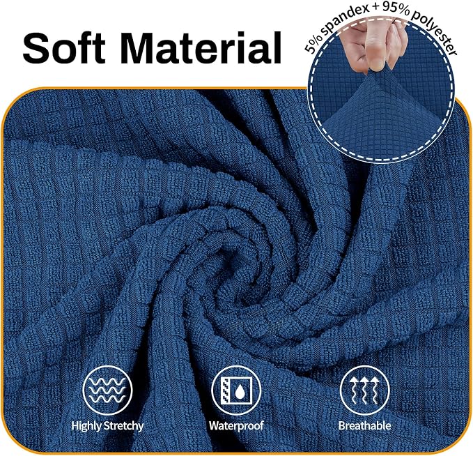 Asnomy Stretch Couch Covers for Sofa Washable, 3 Cushion Couch,Classic Blue | 1-Piece Sofa Covers(78"-94") 3-Seater Furniture Protector Soft Jacquard,Non-Slip Elastic Bottom For Dogs & Kids