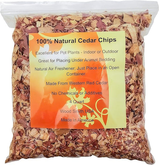 100% Natural Cedar Shavings | Mulch | Great for Outdoors or Indoor Potted Plants | Dog Bedding (8 Quart)