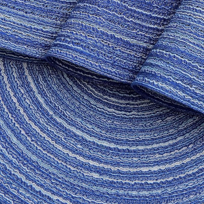 SHACOS Round Braided Placemats 15 inch Set of 4 Washable Cotton Polyester Braided Kitchen Table Placemats for Home Wedding Party (Blue White, 4)