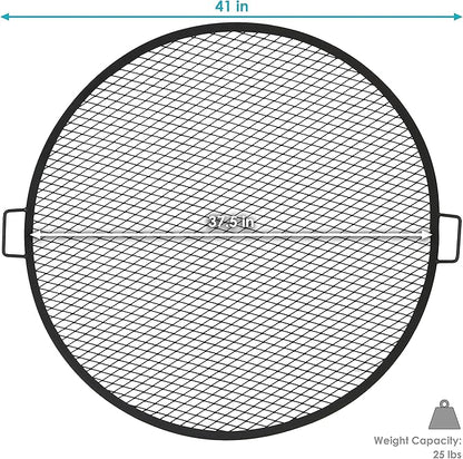 Sunnydaze X-Marks Outdoor Fire Pit Grill Grate for Cooking - Round Fire Pit Grate - Steel Campfire BBQ Grill with Handles - 37.5-Inch