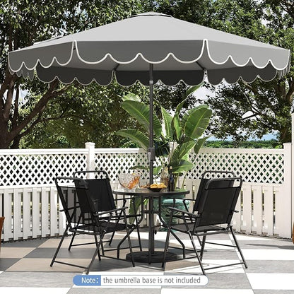 Tangkula 10 FT Patio Umbrella, 2-Tiers Scalloped Outdoor Table Market Umbrella with Tilt Adjustment, Crank, 8 Sturdy Ribs for Pool, Deck, Backyard (Gray)