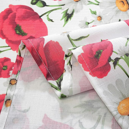 SASTYBALE Spring Summer Tablecloth, Red Floral, 60 x 102 Inches | Reusable, Wrinkle Resistant, Washable ,Texture Fabric Polyester, Indoor & Outdoor, Picnic, Patio, Fits 8-10 Seats