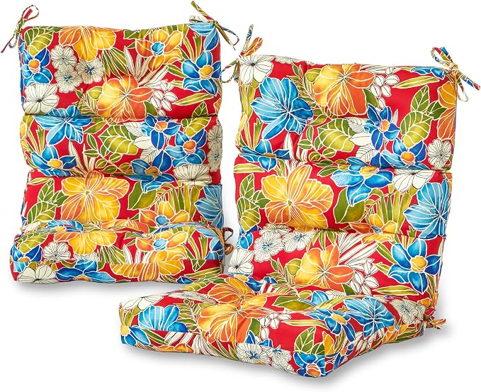 Greendale Home Fashions Outdoor 44x22-inch High Back Chair Cushions (Set of 2), Aloha Crimson