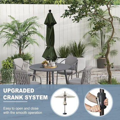 EliteShade USA 10-Year-Non-Fading 10Ft Market Patio Umbrella, UPF 50+ UV Protection Performance Sun Umbrella, Heavy Duty Commercial Grade Outdoor Table Umbrella with Crank, Windproof Vented Top for Garden, Pool, Deck and Outdoor Playsets, No Tilt, Fern