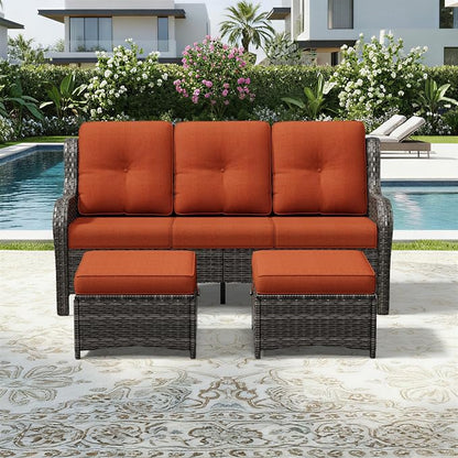 Joyside Outdoor Patio Couch Set, Outdoor Wicker Sofa with High Back, Deep Seating, Wide Armrest, Thickened Cushions, Patio Sofa for Deck, Porch Use