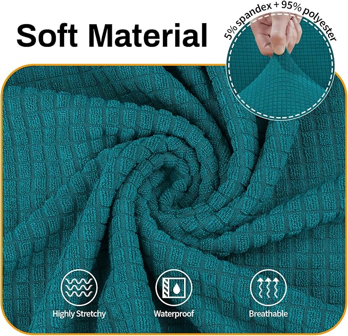 Asnomy Stretch Oversized Couch Covers for Sofa Slipcover,Peacock Blue | 1-Piece Sofa Covers Washable(94"-110") 4-Seater Furniture Protector with Non Skid Foam and Elastic Bottom for Kids, Pets