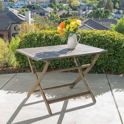Christopher Knight Home Positano Outdoor Acacia Wood Foldable Dining Table, Grey Finish