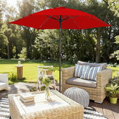 7.5FT Large Outdoor Patio Umbrella with Crank & Tilt - Durable Market Umbrella for Outdoor Patio with 6 Fiberglass Ribs for Poolside,Deck,Yard,Garden