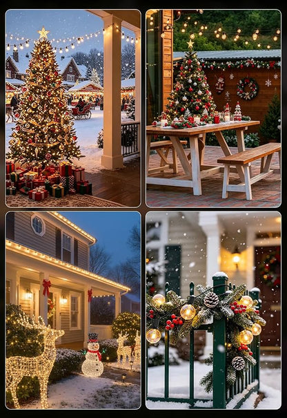 Outdoor String Lights Waterproof 50FT Patio Lighting for Backyard Bistro | 50FT Connectable Outdoor Lights,27 Plastic Dimmable Globe Bulbs for Backyard Bistro Porch Garden Gazebo Balcony Deck Cafe