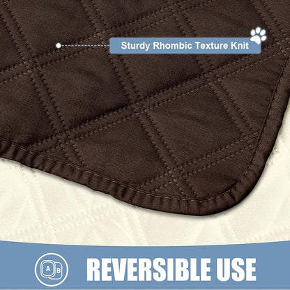 Smiry Waterproof Reversible Pet Couch Covers for Dogs | Pet Friendly, Soft Fabric, Washable Sofa Furniture Protector for Dogs Cat Kids, Checkered (40"x90", Chocolate/Beige)