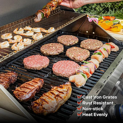 Monument Grills Larger 4-Burner Propane Gas Grills Stainless Steel Cabinet Style with Infrared Side Sear & Side Burners with Stainless Steel Cooking Grids(2 Items)