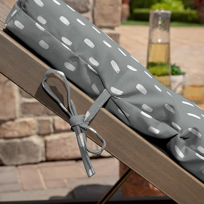 Arden earthFIBER Outdoor Chaise Cushion, 21 x 72, Rain-Proof, Fade Resistant, Cushion for Chaise Lounger Stone Grey Dot