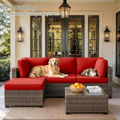 9 Pcs Outdoor Patio Cushions Covers Replacement Sets, Covers Only | 9 Pcs Patio Cushions Covers Replacement UV Resistant, Water Anti-Slip, Heavy-Duty Zippers for 5 Pcs Patio Furniture Set