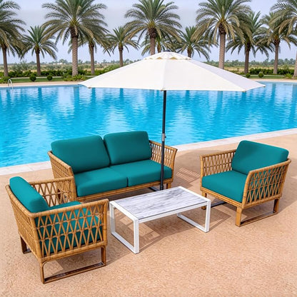 14Pcs Patio Cushion Covers, Outdoor Stretch Cushion Covers, Washable | Stretch Fit, Replacement, Washable and Reusable Furniture Protectors, Fits most patio furniture cushion covers, Cover Only