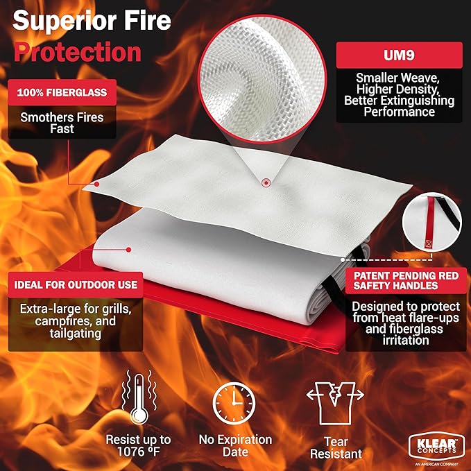 National Park Foundation Partner BBQ Fire Blanket 60"x70", Extra Large UM9 Fiberglass Blankets for Grills, Campfires, and Tailgating, Fire Pit, Emergency Camping Gear, Designed in the USA