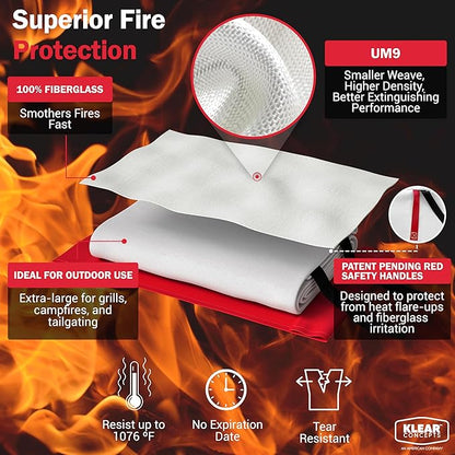 National Park Foundation Partner BBQ Fire Blanket 60"x70", Extra Large UM9 Fiberglass Blankets for Grills, Campfires, and Tailgating, Fire Pit, Emergency Camping Gear, Designed in the USA