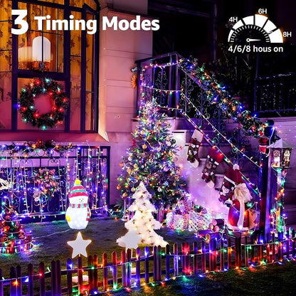 328FT 1000 LED Christmas Lights Outdoor Waterproof, Timer & Memory Function, 8 Modes Multicolor String Lights Plug in Twinkle Lights for Xmas Tree Holiday Garden Indoor Party Decor