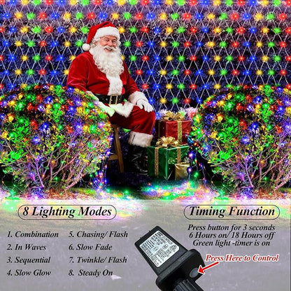Lovelite 13ft x 13ft Net Lights Outdoor, 400LED Large Gazebo Lights 8 Modes Timer, Waterproof Connectable Christmas Mesh Light Clear Wire for Bushes Patio Pergolas Garden Holiday Party - Mulicolor