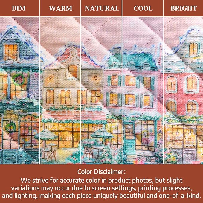 Maison d' Hermine Pot Holders 100% Cotton Potholders (8" x 8", Pack of 2) | Heat Resistant Hot Pads with Loop BBQ Cooking Kitchen Handling Hot Pans Thanksgiving Christmas - Christmas Market - Pink