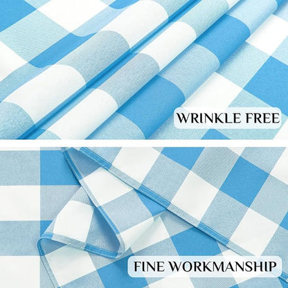 Softalker Gingham Checkered Tablecloth Rectangle - Outdoor Waterproof Buffalo Plaid Table Cloth, Stain Resistant Washable Table Cover for Picnic, Camping, Dining - Blue and White, 60 x 84 Inch