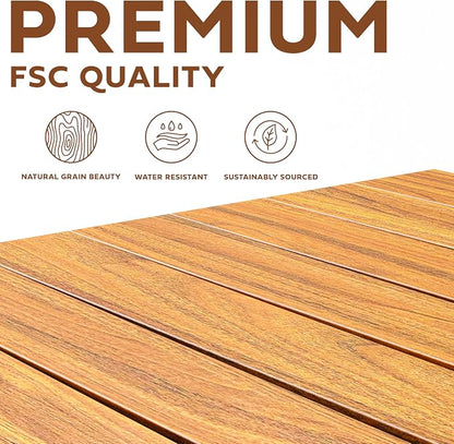 Melino Wooden Folding Outdoor Side Table 18x16x16 in, FSC Certified Acacia Wood Weatherproof Small Table for Patio, Porch, Pool, Backyard, Garden, Balcony & Deck - Natural
