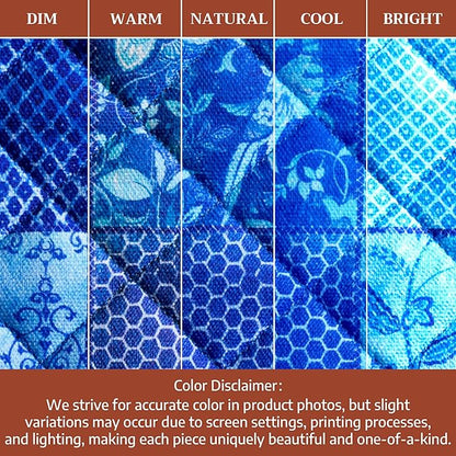 Maison d' Hermine 100% Cotton Oven Mitt & Pot Holder Set (7.5"x13" & 8"x8") Heat Resistant BBQ Cooking Gloves with Loop Baking Grilling Kitchen Hotel Home Farmhouse Spring Summer (Indigo Love)