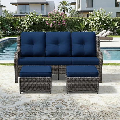 Joyside Outdoor Patio Couch Set, Outdoor Wicker Sofa with High Back, Deep Seating, Wide Armrest, Thickened Cushions, Patio Sofa for Deck, Porch Use