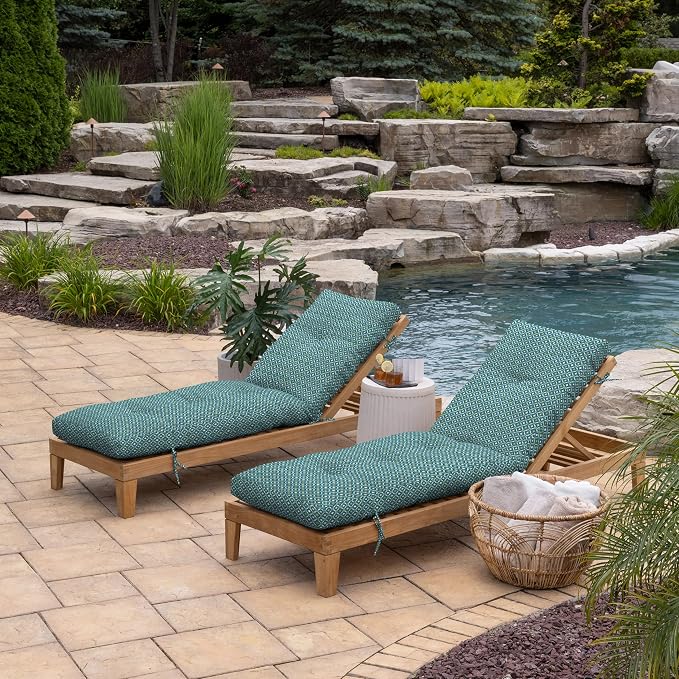 Arden Outdoor Plush Modern Tufted Chaise Cushion, 76 x 22, Rain-Proof, Fade Resistant, Tufted Cushion for Chaise Lounger Alana Tile | Plush Comfort, Modern Tuft, Lounge Cushion, Rain-Proof, Fade Resistant, Mold and Mildew Resistant