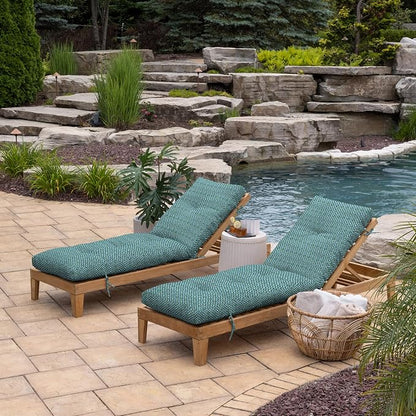 Arden Outdoor Plush Modern Tufted Chaise Cushion, 76 x 22, Rain-Proof, Fade Resistant, Tufted Cushion for Chaise Lounger Alana Tile | Plush Comfort, Modern Tuft, Lounge Cushion, Rain-Proof, Fade Resistant, Mold and Mildew Resistant