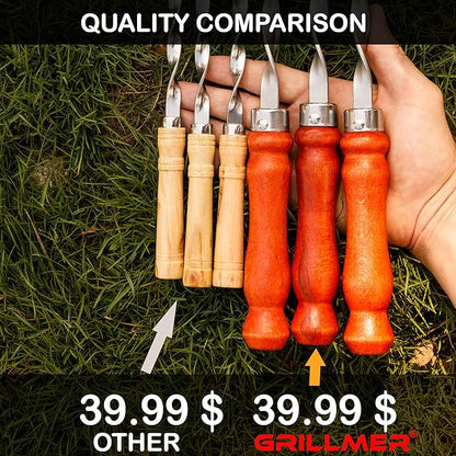 Long Stainless Steel BBQ Skewers 23.6" — Shish Kabob/Kebab Sticks, Flat Heavy-Duty Metal Grilling Rods for Picanha & Shashlik, Brazilian BBQ, Set of 10