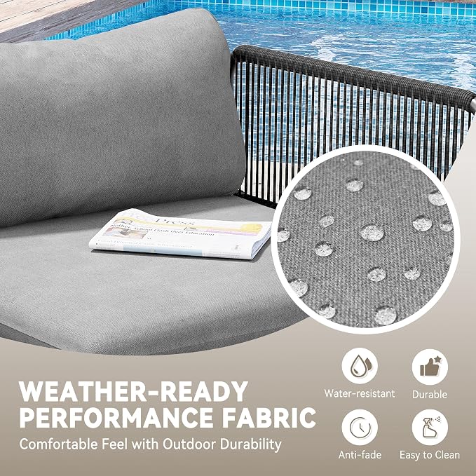 Crestlive Products Oversized Outdoor Couch, 2-Seater Modular Sectional Sofa with Cushions, Modern Patio Conversation Set for Backyard, Deck, Porch or Poolside