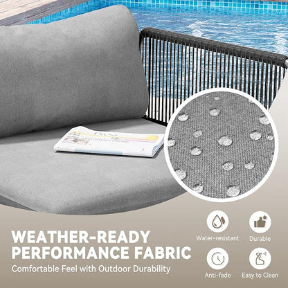 Crestlive Products Outdoor Patio Furniture Set, 4 Seater Modular Oversized Patio Conversation Set with Cushions, Modern Metal Sectional Outdoor Couch for Backyard, Deck, Porch, or Poolside, Dark Grey