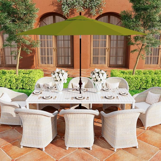 California Umbrella 11Ft Premium Patio Umbrella, Hand-Crank, Tilt-Collar, Bronze Frame, Solution Dyed Kiwi Fabric