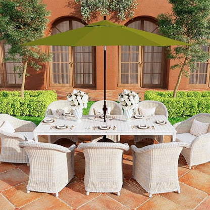 California Umbrella 11Ft Premium Patio Umbrella, Hand-Crank, Tilt-Collar, Bronze Frame, Solution Dyed Kiwi Fabric