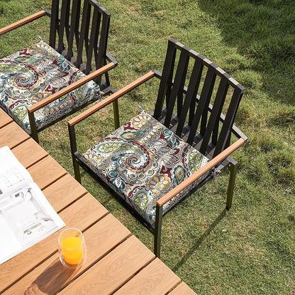 DYTXIII Set of 2 Outdoor Chair Cushions, Water Resistant 18.5"x16"x2" Square Seat Cushion for Patio Dining Chairs, High-Density Replacement Pads for Indoor Outdoor Furniture - Paisley Chilli