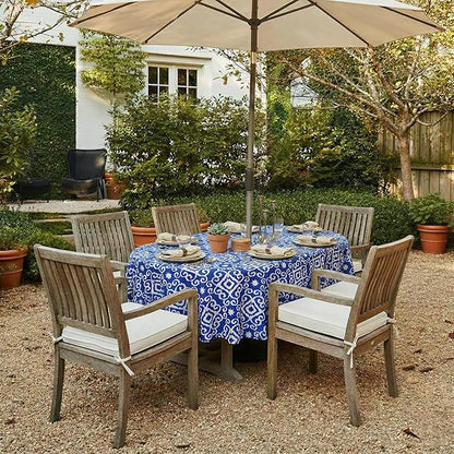 EHouseHome Outdoor Indoor Tablecloth with Umbrella Hole for Oval Table,Waterproof Patio Table Cloths, Spring/Summer Table Covers with Zipper for Backyard Circular Table/BBQs/Picnic,60 x 84 inches