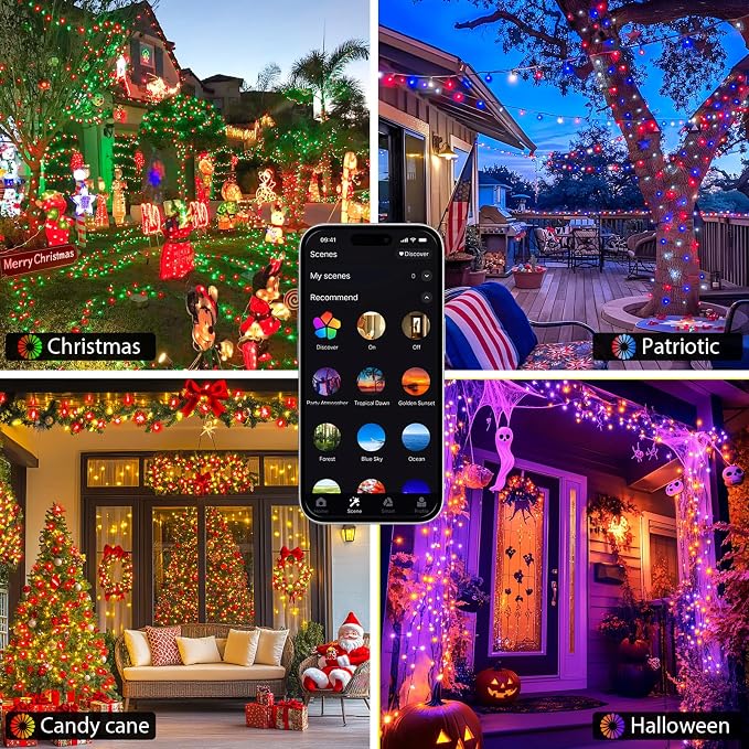 JMEXSUSS 500 LED Smart Color Changing Halloween Lights, RGB String Lights | 173ft, Remote & APP Control, Waterproof Christmas Lights for Indoor Outdoor Xmas Tree Party House Halloween Decoration