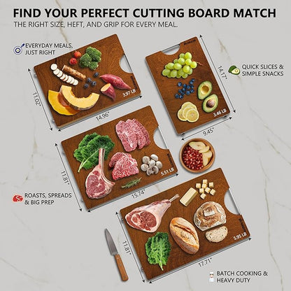 Brosisincorp Real Solid Sapele Cutting Board One Piece No Glue Non Toxic All Whole Single Wood Butcher Block Thick Hard Wood Heavy Duty Edge Grain (Small,14.17"L*9.45"W*0.98"Th)