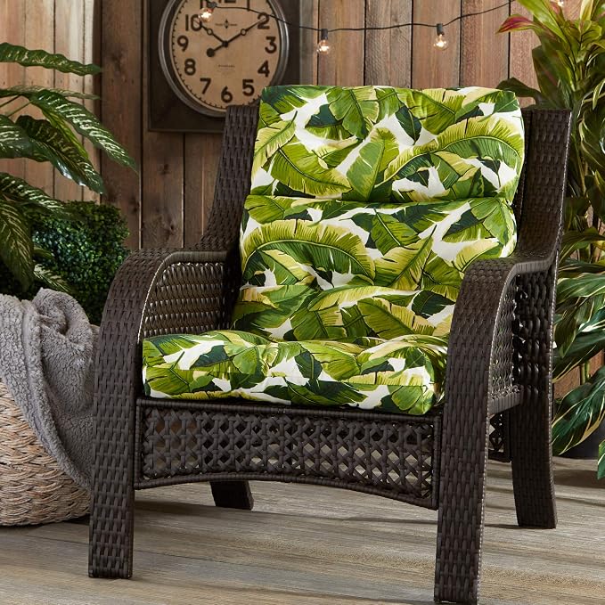 Greendale Home Fashions Tropical White 44'' x 22'' Outdoor High Back Chair Cushion