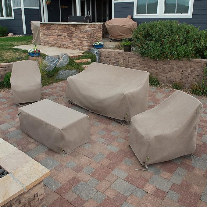 Modern Leisure Garrison Swivel Lounge Patio Chair Cover - Weather-Resistant Fabric - Outdoor Furniture Protection Perfect for Patio, Deck, and Porch - 37.5" L x 39.25" W x 38.5" H - Sandstone