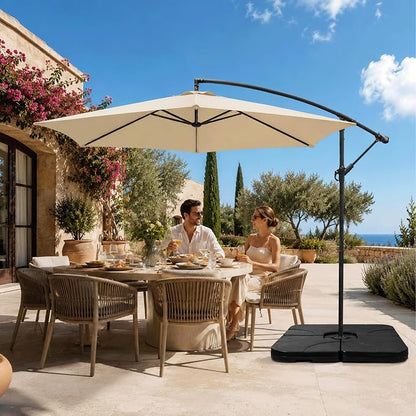 4 Pack Square Offset Cantilever Umbrella Base, Heavy Duty Water Sand Fillable Stand Supports Up to 176 Lbs, Stable Outdoor Holder for Patio Backyard Shades, Black