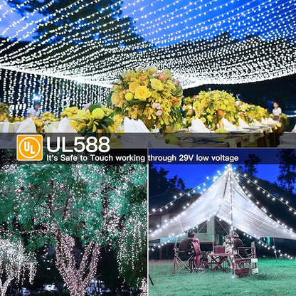 Ollny 262FT 800LED White Christmas Lights Outdoor Indoor Plug in | 8 Modes Fairy Light with Remote Waterproof Timers Dimmable LED String Lights for Bedroom Classroom Christmas Tree Decoration