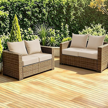 Patio Cushions for Outdoor Furniture, 24x24 Outdoor Couch Cushions, Waterproof & Fade-Resistant Patio Chair Cushions with Removable Cover, Replacement Outdoor Deep Seat Cushion, Beige (Set of 4)